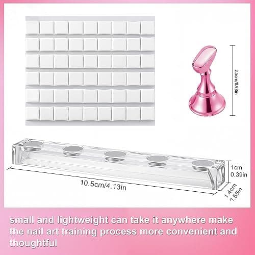Difenni Nail Stands Acrylic Nail Art,Press on Nail Stand Magnetic Nail Tips Practice Holder 54 Pcs Reusable Adhesive Putty for DIY Painting(Pink thumbnail 5