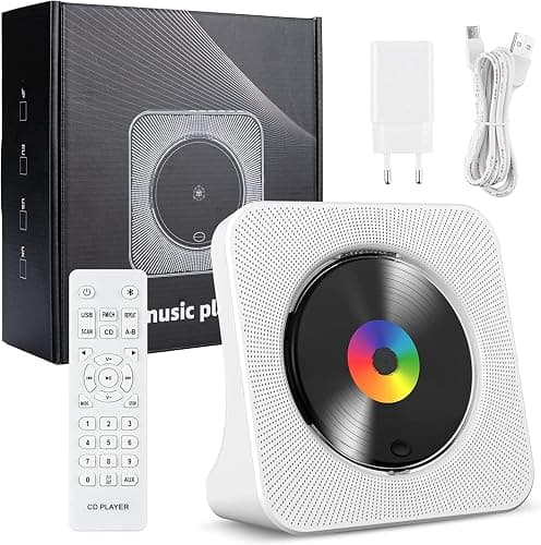 Gueray CD Player Portable Bluetooth Desktop CD Player for Home with Timer Built-in HiFi Speakers with LCD Screen Display Boombox FM Radio USB Type-c thumbnail 8