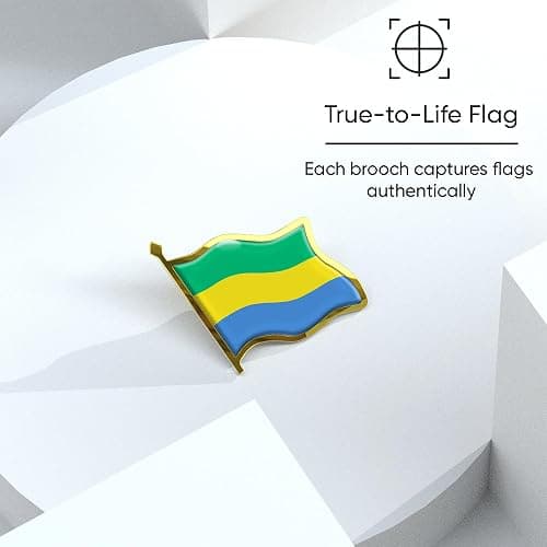 Gabon Flag Lapel Pin - Enamel Metal National Badge | World Travel Souvenir Gifts for Men & Women | Country Flag Patriotic Brooch Bulk Pack of Pins for Hat, Tie, Clothes, Backpack (1pc) thumbnail 4