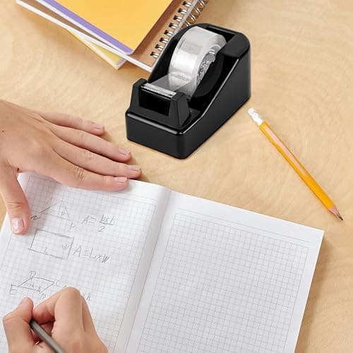 Desktop Tape Dispenser Black with Weighted Nonskid Base - Includes 6 Rolls of Transparent Tape (0.71 Inch x 1000 inches Each) thumbnail 7