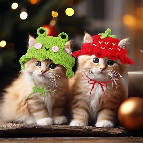 Weewooday 5 Pieces Cat Costume Christmas Bunny Hat Outfit with Ears Funny Cat Hat and Small Dogs Kitten Puppy Party Christmas Easter Costume Accessory Headwear(Vivid Style) thumbnail 4