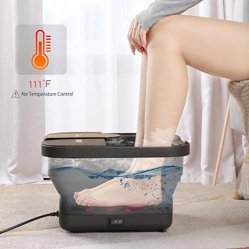 Beinilai Collapsible Foot Spa Bath with Heat,Bubble,Massage Rollers, Tea Tree Oil Foot Soak with Epsom Salt, Pedicure Foot File, Red Light,Removable Pumice Stone,Pedicure Foot Spa thumbnail 5