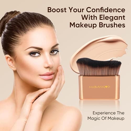 NUBANGOO Professional Kabuki Foundation Brush,Makeup Brush, Self Tanner Brush,Self Tanning brush,Foundation Makeup Brush Cream Powder Liquid,Face Neck Body Leg Tanning Makeup (Pink Gold) thumbnail 4