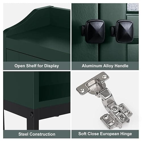 MXARLTR Over The Toilet Storage, Bathroom Over The Toilet Organizer, Above Toilet Storage with Double Doors and Soft Hinges Over Toilet Storage Shelf Over The Toilet Storage Cabinet (Forest Green) thumbnail 3