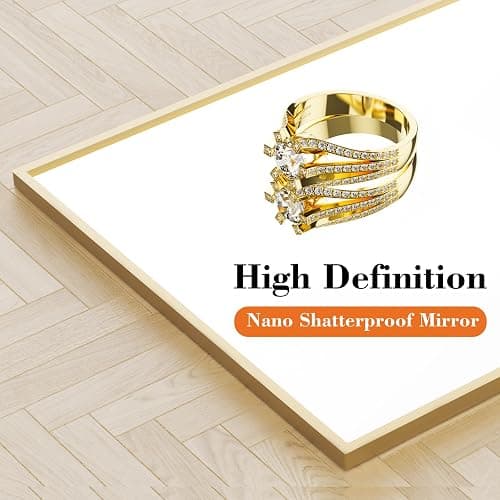 DUMOS Full Length Mirror with Stand 64"x21" Floor Standing Aluminum Frame for Bedroom Body Hanging Leaning Modern Simple Home Decor Shatter-proorf Nano Glass Wall Living Room Cloakroom Gold thumbnail 5