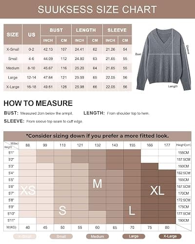 SUUKSESS Women Cashmere Oversized V Neck Pullover Sweaters Long Sleeve Jumpers thumbnail 4