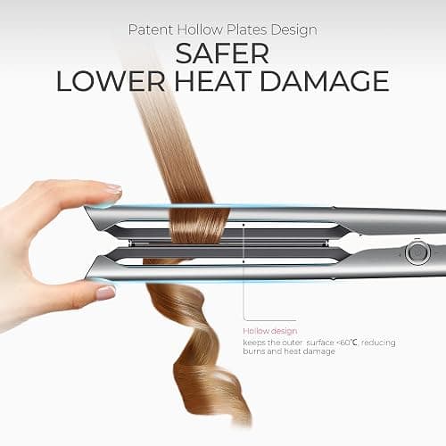 TYMO FLAIGHT Holo New-Gen Flat Iron Hair Straightener and Curler 2 in 1, 1" Long Ceramic Plates, 3X Smoother Glide, 2X Faster Styling with Less Damage, Ionic Straightener for Women, Metal Grey thumbnail 7