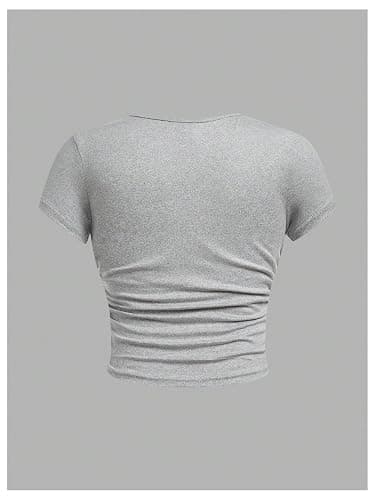 SOLY HUX Girl's Basic T-Shirts Set Crew Neck Short Sleeve Crop Top 3 Packs Summer Fitted Tees thumbnail 5