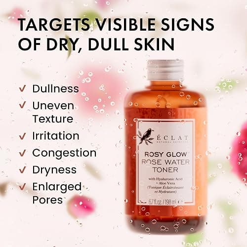 Eclat Skincare Rose Water Toner – Hydrating Toner for Face - Rosewater with Hyaluronic Acid & Aloe Vera - Alcohol Free & Skin Soothing Formula - Rejuvenating & Calming Facial Skin Care thumbnail 2
