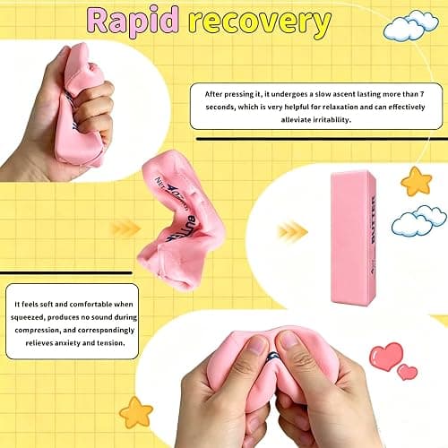 2026 Upgraded Slow Rebound Butters Squeeze Stress Balls, Soft Butters Stick Squishies Toy, Slow Rising Sensory Fidget Toy for Stress Relief & Calming（Pink） thumbnail 3