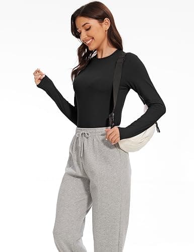 Kinglaman 5 Pack Womens Basic Long Sleeve Shirts Crew Neck Slim-Fit Tops | Compression fitted, Baselayer, Underscrub, Workout layering,Trendy 2026 clothes thumbnail 3