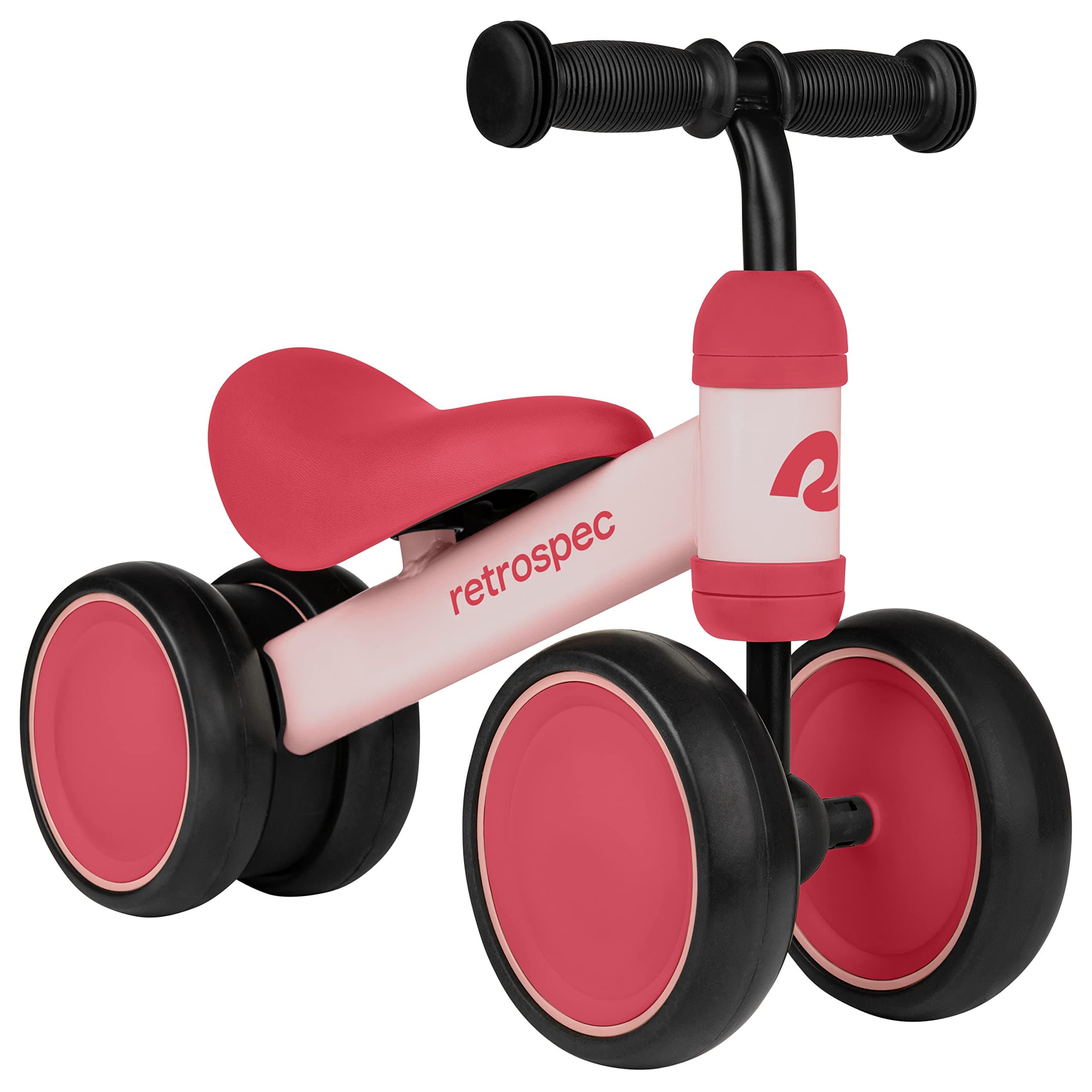 Retrospec Cricket Baby Walker Balance Bike with 4 Wheels for Ages 12-24 Months - Toddler Bicycle Toy for 1 Year Old’s - Ride On Toys for Boys and Girls - One Size - Blush