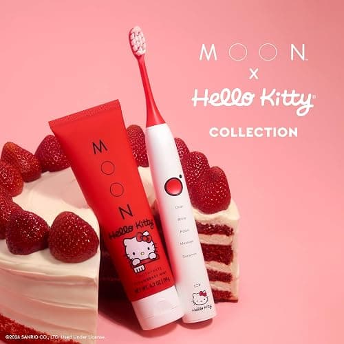 MOON x Hello Kitty Sonic Electric Toothbrush for Adults & Teens, 5 Smart Modes, Clean, White, Massage, Polish & Sensitive, Rechargeable, Travel Case, 2 Brush Heads, Industry-Leading 6 Week Charge thumbnail 6