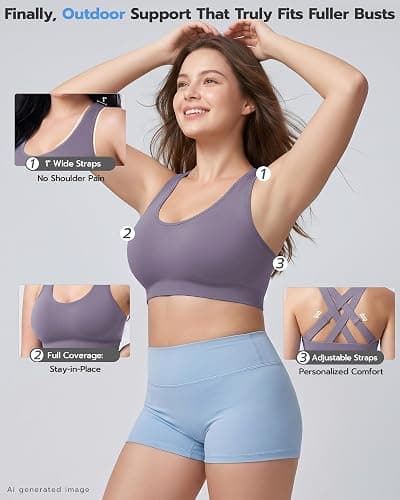 FITTIN Adjustable Sports Bra for Women: Comfort Fit and Support for All Day | Adjustable Crisscross Wide Straps Help You Dial In Your Fit & Support for Yoga Low to Medium Workout for Large Bust Plus Size thumbnail 4