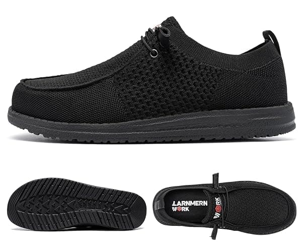 LARNMERN Slip On Steel Toe Shoes Men Lightweight Comfortable Lounging Walking Sneakers Steel Toe Loafers thumbnail 5