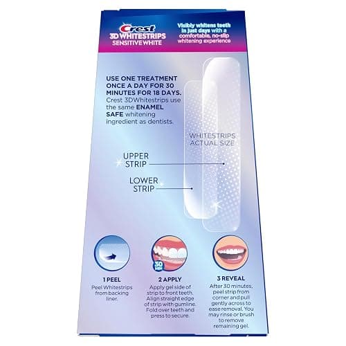 Crest 3D Whitestrips Sensitive At-Home Teeth Whitening Kit, 18 Treatments, Gently Removes 15 Years of Stains, Crest Whitestrips, Teeth Whitening Kit thumbnail 9