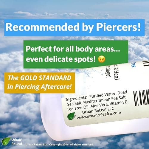 Urban ReLeaf Piercing Solution, Sea Salts & Tea Tree Aftercare, 4 oz | Ready to Use, Safely Clean & Calm New & Stretched Piercings, Gentle Effective Natural, Works Fast thumbnail 4