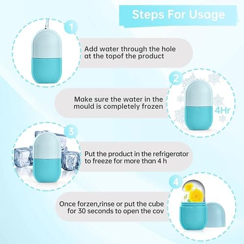 Ice Roller for Face and Eye,Facial Beauty Ice Roller Skin Care Tools, Facial Cube, Gua Sha Face Massage, Silicone Ice Mold for Beauty (Blue) thumbnail 4