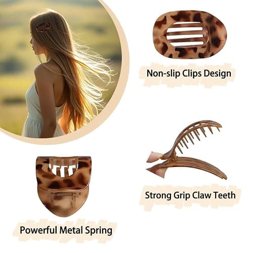 4 Pack Flat Hair Claw Clips for Women Nonslip French Hair Clips for Thick, Thin, Long, or Short Hair Matte Neutral Colors Comfortable & Strong Hold for Daily Wear, Weddings thumbnail 3