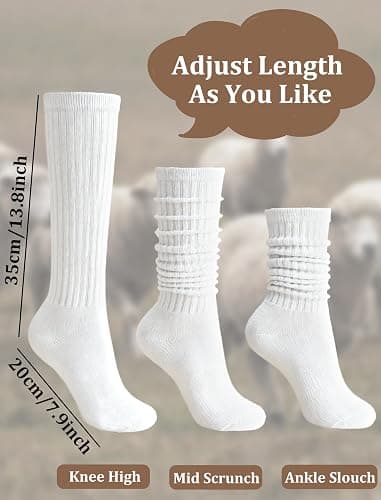 Chalier 3 Pairs Wool Socks for Women Winter Slouchy Boot Socks Thick Warm Long Hiking Scrunch Crew Sock thumbnail 3