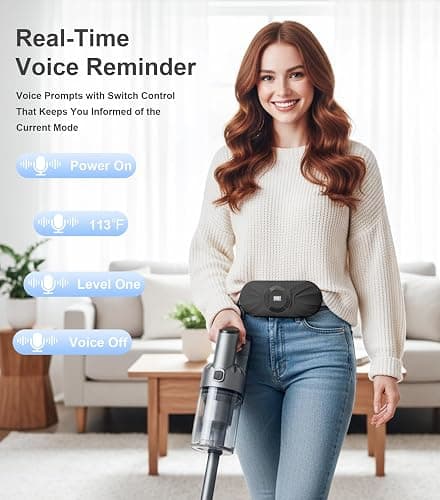 Portable Cordless Heating Pad for Period Cramps, Voice Reminder Menstrual Heating Pad with 6 Heat Levels and 6 Massage Modes, 3s Fast Heating, Gifts for Women Girls, Black thumbnail 4