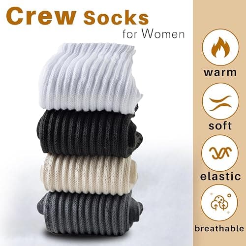 VoJoPi Women's Scrunch Crew Socks, 3 Pairs Cozy Retro Thick Slouchy Socks for Boots, Warm Winter Thermal Gift Set, US 5-11 thumbnail 5