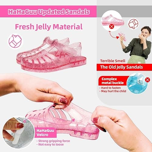 HaHaGuu Girls Jelly Sandals Summer Costume Princess Dress Flat Breathable Waterproof Fisherman Gladiator Shoes For Girl Closed Toe Beach Flat-Sandals For Toddler Little Kid Big Kids thumbnail 4
