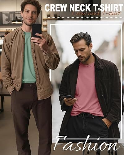 Ficerd 5 Pack Mens Big and Tall Shirts Cotton Long Sleeve Top Loose Casual Basic Shirts Crewneck Oversize Multipack Tee thumbnail 3