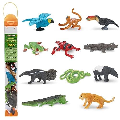 Safari Ltd. Rainforest TOOB - 11 Figurines: Macaw, Frogs, Toucan, Iguana, Monkey, and More - Educational Toy Figures For Boys, Girls, and Kids Ages 3+ - Image 1
