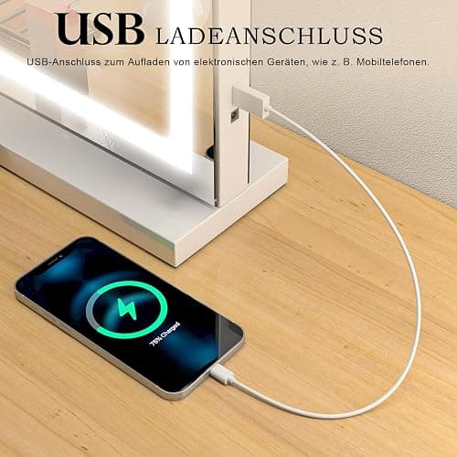 baklon Schminkspiegel mit Beleuchtung,Hollywood Spiegel mit LED Licht Dimmbar Kosmetikspiegel 3 Modi,80 x 60 cm Vanity Spiegel Tischspiegel mit USB für Schlafzimmer Schminktisch thumbnail 5