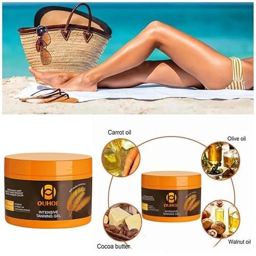 Brown Tanning Gel Tanning Cream,Tanning Accelerator Cream, Soft Brown Intensive Tanning Luxe Gel,Tanning Luxe Gel, Tanning Cream for Sunbeds & Outdoor Sun 150g*2PCS thumbnail 4