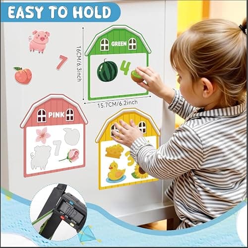 10Pcs Magnetic Color Sorting Cute Farm Animal Fridge Magnets for Toddlers | 60 Toddler Magnets for Refrigerator Early Education Toddler Color Sorting Learning Activities Boys Girls Gifts thumbnail 3