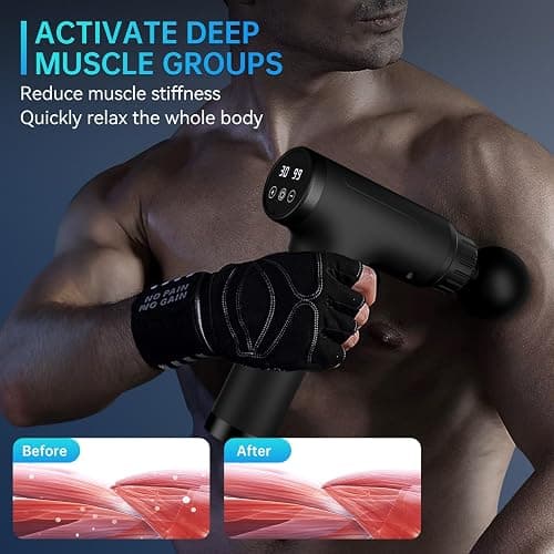 Gvber Massage Gun, Massage Gun Deep Tissue, Handheld Back Massager for Athletes, Percussion Muscle Massager with 6 Attachments & 30 Speed (Black) thumbnail 6