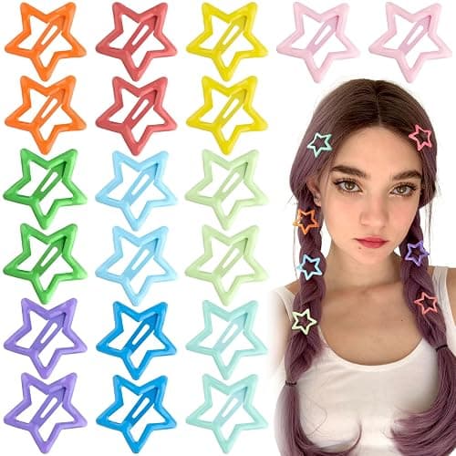 Joez Wonderful 20 Pcs Multicolor Star Hair Clips, 1.18"/3cm Metal Snap Hair Clips, Cute Star Clips Hair Barrettes, Non-Slip Fashion Hair Accessories for Women Girls (10 Colors) - Image 1