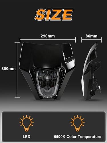 JFG RACING Dirt Bike Headlight LED,Universal Motorcycle Head Light Kit for Most Pit Dirt Bike Motorcycle Enduro ATV CR CRF XR SX YZ YZF XCF EXC KX 125 150 250 300 350 450-Black thumbnail 3