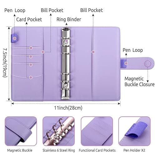 SKYDUE Budget Binder, Money Saving Binder with Zipper Envelopes, Cash Envelopes and Expense Budget Sheets for Budgeting thumbnail 4