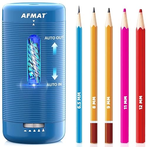 AFMAT Electric Pencil Sharpener, Fully Automatic Pencil Sharpener, Auto in & Out, Rechargeable Hands-Free Sharpeners for Jumbo & Colored Pencils (6.5-12mm), Portable for Home/Classroom/Office PSC2 - Image 1
