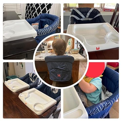 MTWML Hook On High Chair with Tray,Portable Baby High Chair That Attaches to Table,Clip On Fast Table Seat for Babies and Toddlers.Baby Feeding Seat for Dining Tables and Counter(Pure-Black) thumbnail 4