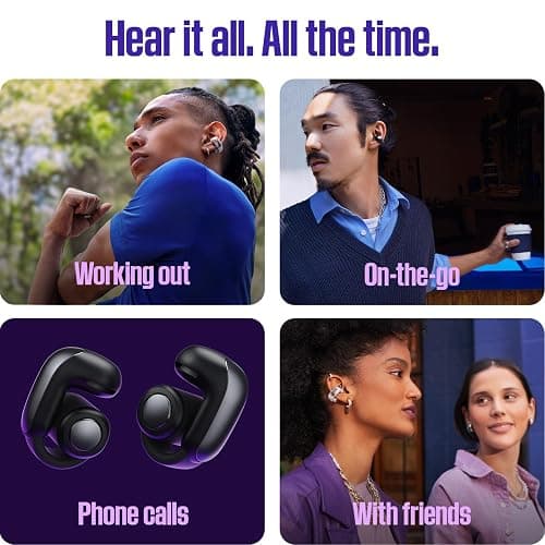 Bose Ultra Open Earbuds - Bluetooth Open Ear Earbuds with OpenAudio for Awareness, Clip-On Design for Comfort, Water Resistant, Up to 48 Hrs of Playtime, White Smoke thumbnail 4