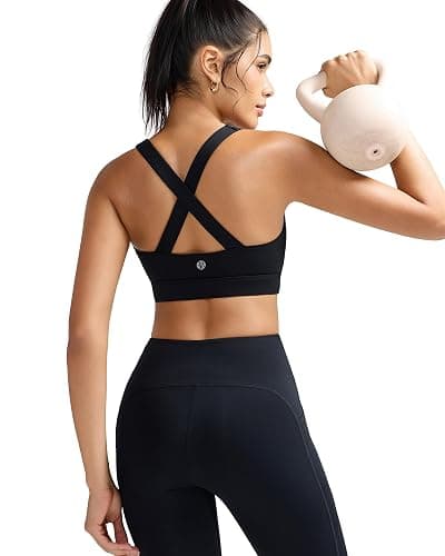 RUNNING GIRL Sports Bra for Women,Molded Cup Strappy Running High Impact Sports Bra with Sewn in Pads thumbnail 3