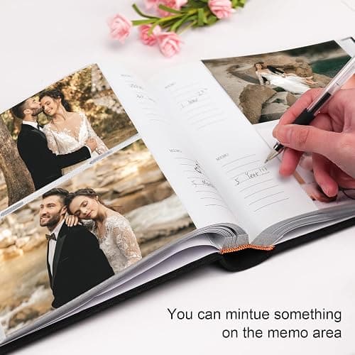 Vienrose Photo Albums 6x4 (15x10 cm) 200 Pockets Linen Cover with Memo Spaces Photobook Large Capacity Pictures Album Memory Book for Wedding, Family, Baby, Holidays, Special Occasions, Black thumbnail 5