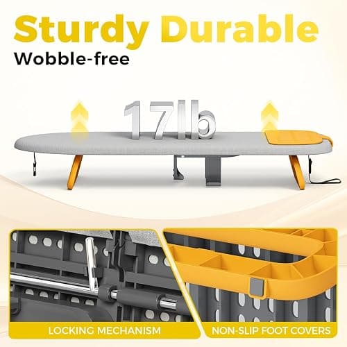 KINGBOARD Tabletop Ironing Board with Iron Holder, 12" x 32" Small Ironing Board with Ironing Mat, Foldable Mini Iron Board, Easy Storage for Travel & Dorm, Grey thumbnail 5
