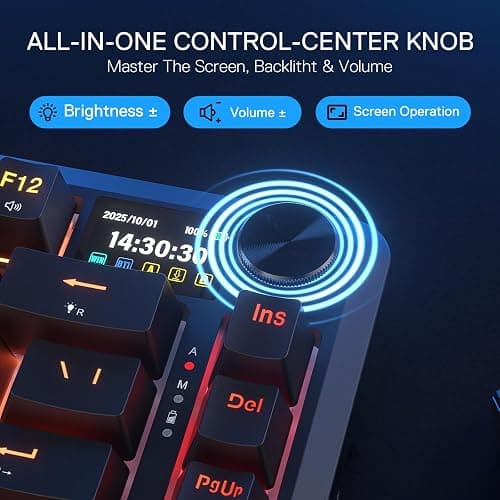 Redragon K724 PRO Wireless Gasket Gaming Keyboard w/Hype Screen & Knob, 81-Key Mechanical Keyboard, Easy-Control 1.14’’ TFT Info Display, 5-Layer Noise Dampening, Custom Linear Switch thumbnail 4