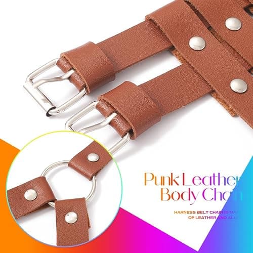 BODIY Women Harness Belt Punk Black Leather Body Harness Fashion Harness Waist Chain Belts thumbnail 7