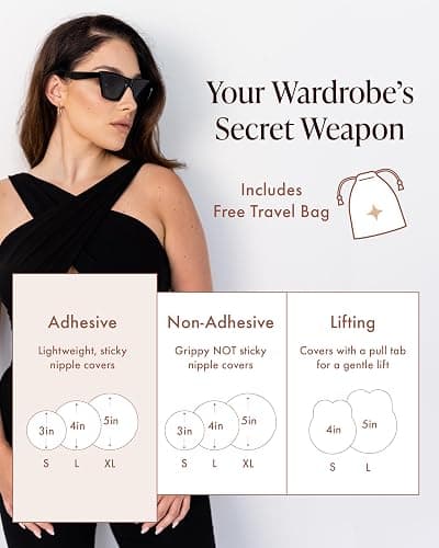 Bare Babe Reusable Silicone Nipple Covers - Waterproof, Nude, 4 Shades - Sticky Breast Stickers for Strapless Dress thumbnail 2