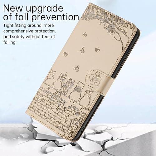 Aisenth Wallet Case for Samsung Galaxy S21 Ultra 5G SM-G998B with Card Slots & Kickstand – Cute Cat & Butterfly Embossed PU Leather Magnetic Flip Cover, Protective with Wrist Strap thumbnail 6