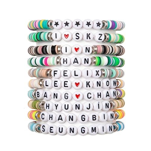 FTTLCUS Stray-Kids Bracelets Set SKZ Inspired Friendship Bracelets KPOP-Stray Merch Gifts for Fans Concert Outfits - 10pcs Set