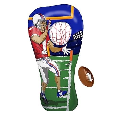 Island Genius Inflatable Football Target Toss Toy and Game for Boys Ages 8-12, 60 inch Receiver with Mini Soft Football - Image 1