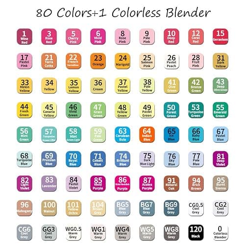 ABEIER 80 Colors Alcohol Based Markers, Dual Tip Drawing Markers Set, plus 1 Colorless Blender Pen, Permanent Sketch Animation Marker for Kids, Plumones, Adults Coloring and Artist Illustration thumbnail 3