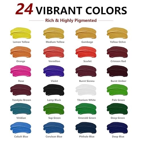 MISUMISO Acrylic Paint Kit for Beginners, 24 Colors Complete Painting Set with 4 Canvas Panels, 10 Brushes, Wooden Easel, Palette & Art Supplies, All-in-One Paint Set for Adults & Teens thumbnail 4